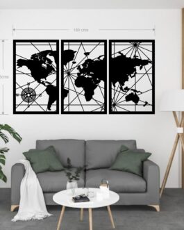 Mapamundi Tríptico 180 x 88 cms